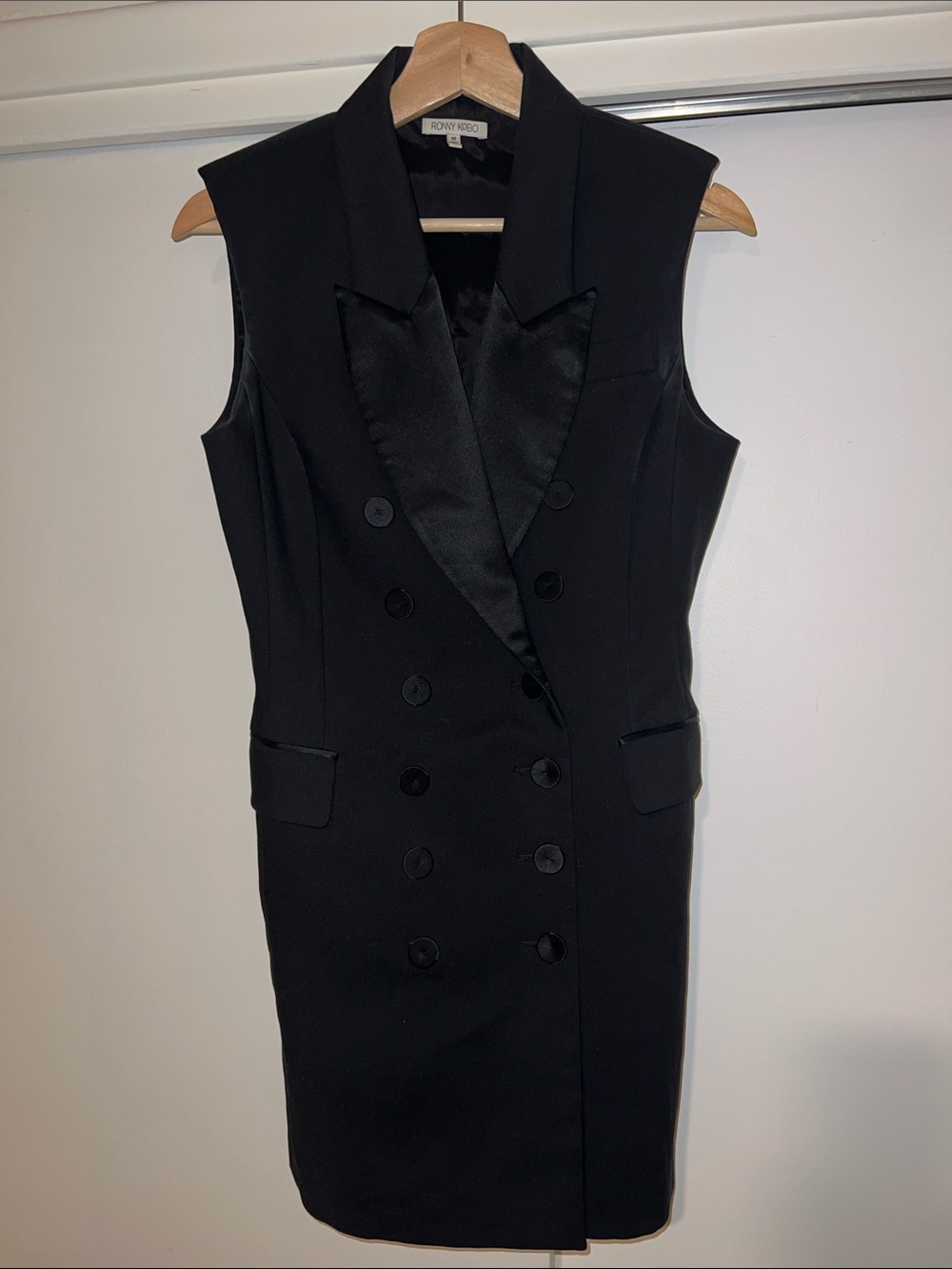 Ronny Kobo Collection Black Sleeveless Tuxedo Mini Dress